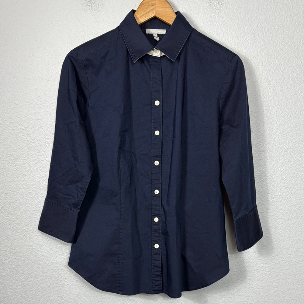 Hinson Wu Women's Fitted Blue Button Up Shirt